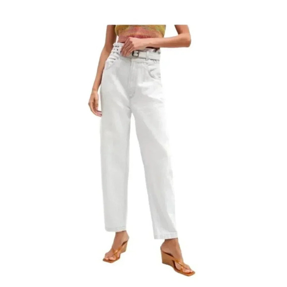 NWT AGOLDE Riya Belted Paperbag Mom Jeans in Connie Blue Light Wash Size 30 - Picture 4 of 12